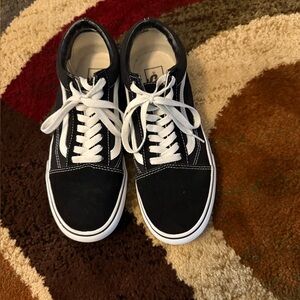 Vans Black and White Canvas Sneakers with Reinforced Toe